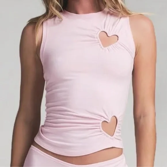 SKIMS Cotton Jersey Heart Tank in Cherry Blossom, NWT Size M, Limited Piece - Picture 4 of 6